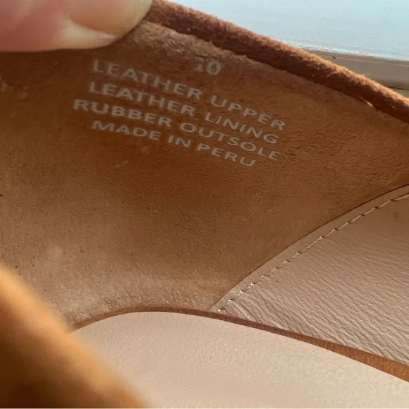 ABLE Suede High Heels Tan Brown Block Heel Sz 10 Round Toe - Picture 7 of 8